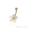 316L SURGICAL STEEL MULTI CZ PLUMERIA FLOWER HAWAII NON DANGLE BELLY BUTTON NAVEL RING 
